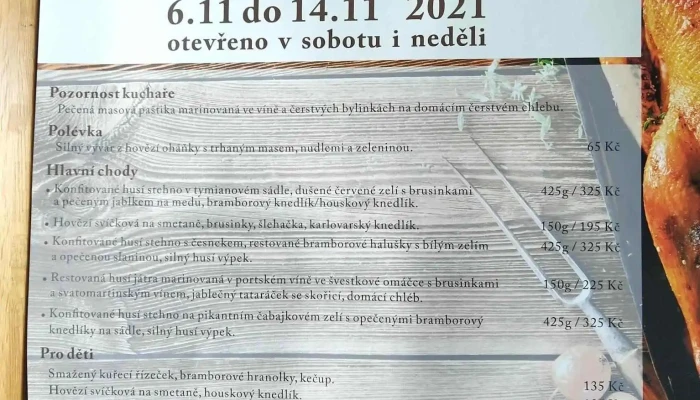Dobre Hnizdo Menu - Malenovice