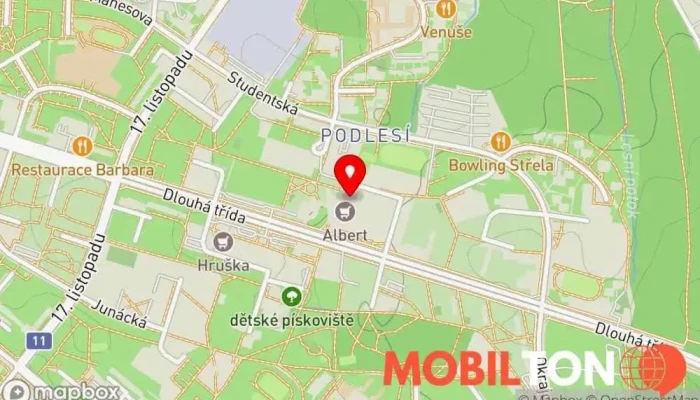 mapa Dr. Screen Opravna mobilních telefonů, Prodejna použitých autodílů v Dlouhá tř. 95c