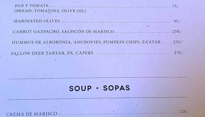 El Camino Tapas Restaurant -  Menu - Praha 3-vinohrady