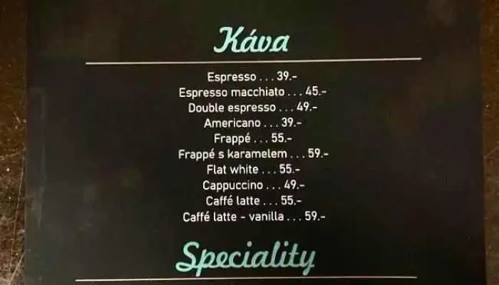 Elce Pelce Beroun -  Menu - Hradební 102