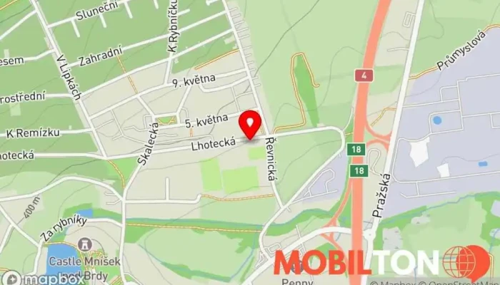 mapa Esmarin wellness hotel Hotel, Půjčovna kol, Masážní salon, Vlasové studio, Restaurace, Lázně a fitness centra, Tenisový kurt v Lhotecká 1535