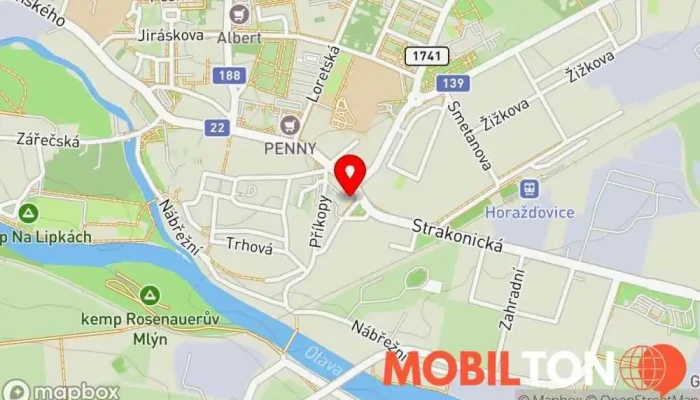 mapa F-mobil Prodej mobilních telefonů, Prodejna příslušenství k mobilním telefonům, Opravna mobilních telefonů v Husovo nám. 147