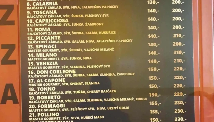 Fabbricia Pizza Melnik Menu - Vodárenská 3653