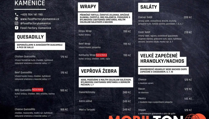 Food Factory Kamenice -  Menu - Olešovice