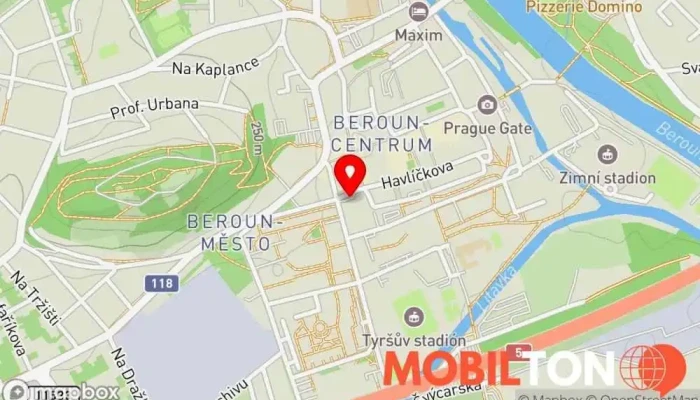 mapa Grill Bar Berounka Restaurace v nám. M. Poštové 49