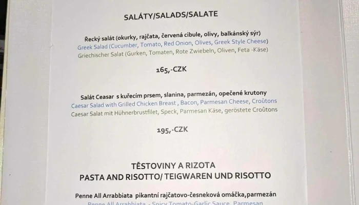 Grill Bar Berounka -  Menu - Nám. M. Poštové 49