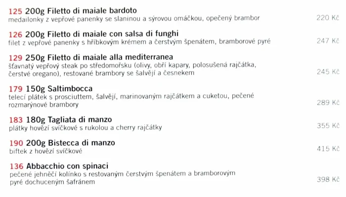 Grosseto Pruhonice Menu - Květnové Nám. 11