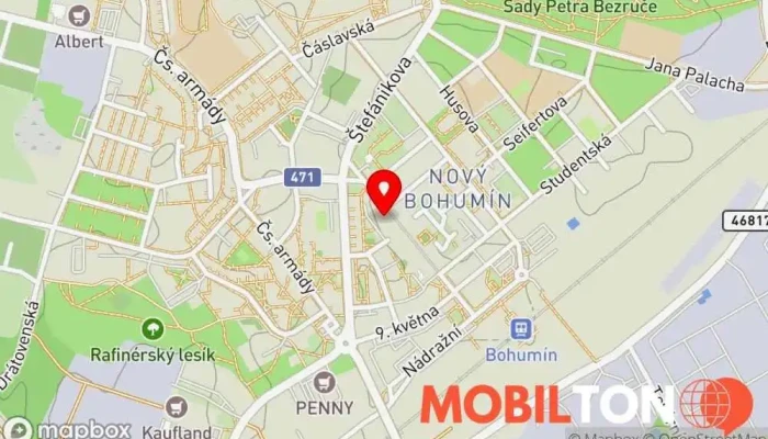 mapa GSM Svět Prodej mobilních telefonů v tř. Dr. E. Beneše 1124