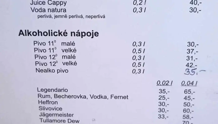 Hajenka Menu - Na Sekyře 1472