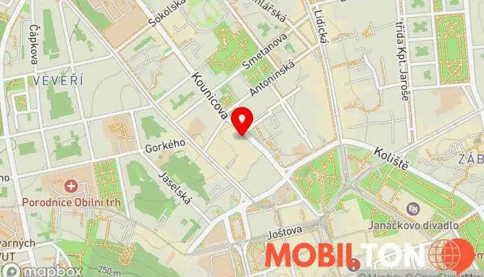 mapa HelpServis Opravna mobilních telefonů, Prodej mobilních telefonů, Opravy počítačů, Počítačová podpora a služby v Brno-střed-Veveří