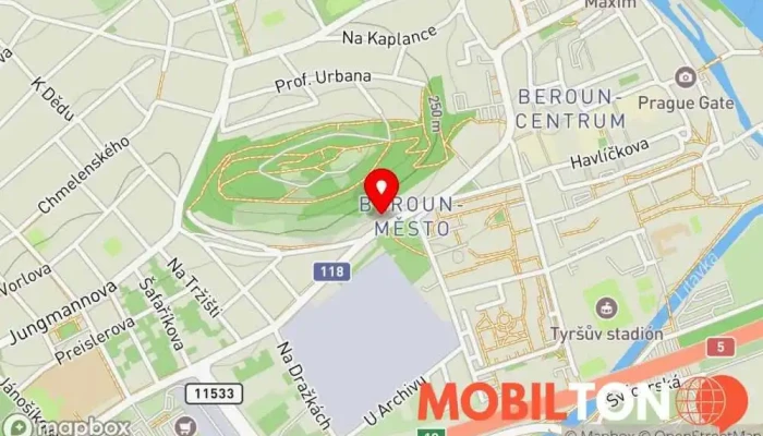 mapa HJservis Opravna telefonů v Plzeňská 34/36