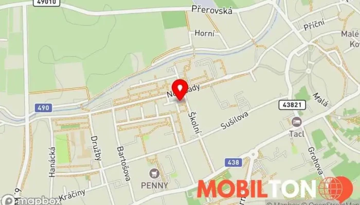 mapa Holešovská Kozlovna Restaurace v Školní 1583
