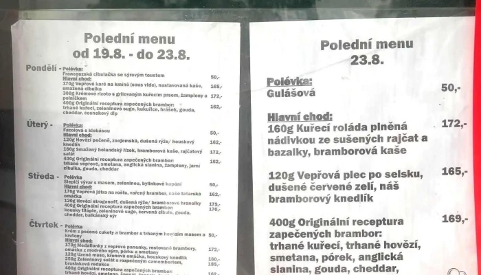 Horkej Brambor U Hradeb -  Menu - Zámečnická 11
