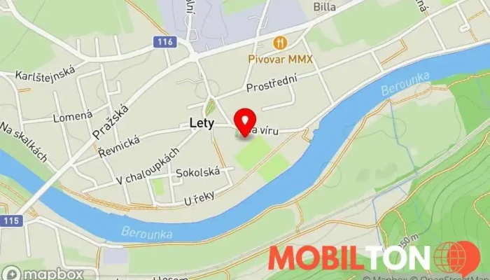 mapa Hospoda a gril V Ofsajdu Bar a gril, Hospoda v Lety-Dobřichovice