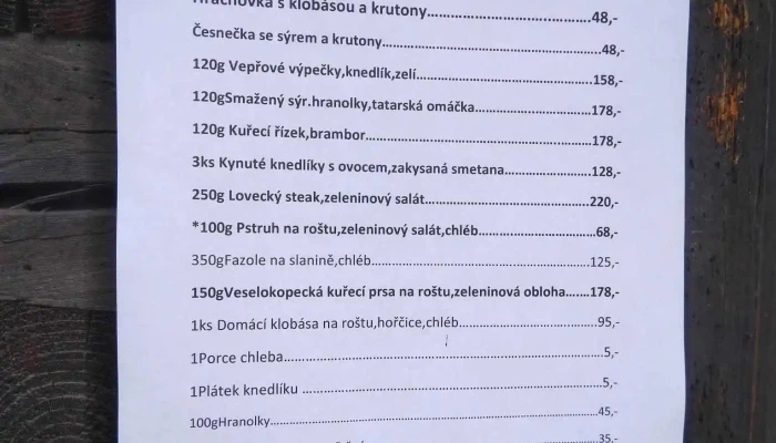 Hospoda Na Vejmenku Menu - Vysočina-hlinsko V Čechách 1