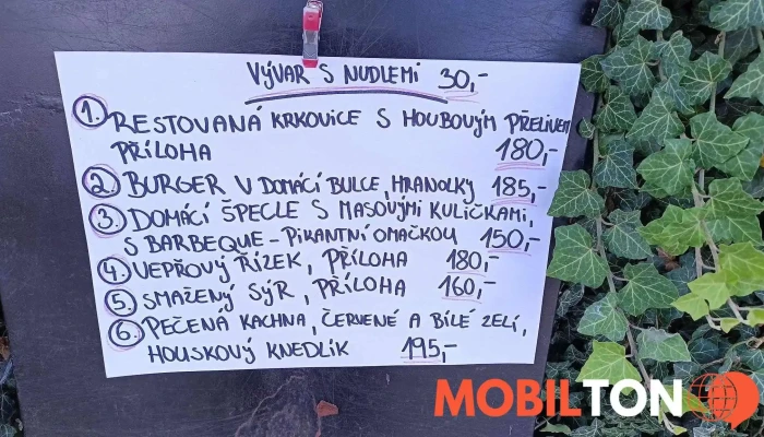 Hospoda Stodola -  Menu - Dalešice