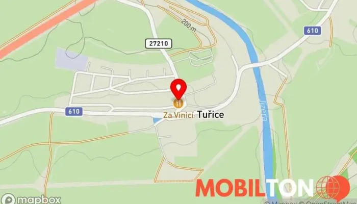 mapa Hospoda za Vinicí Restaurace, Pekařství, Barbeque restaurace, Prodej piv, Česká restaurace, Prodejna ovoce a zeleniny, Pizzerie, Hospoda, Vinárna v Tuřice