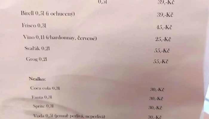 Hospudka Bouda -  Menu - Dobřeň-liběchov
