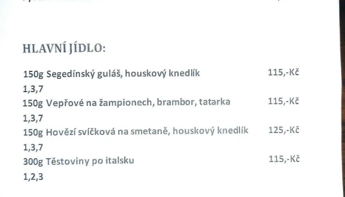 Hospudka Stadak Menu - U Stadionu 511