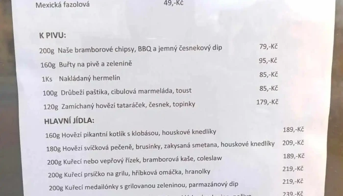 Hospudka U Vorisku Menu - Pražská 11