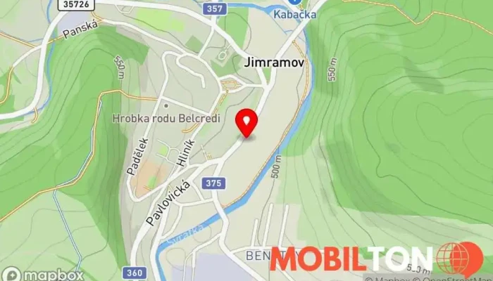 mapa Hostinec Jimramov Restaurace, Cukrárna v Nám. Jana Karafiáta 15
