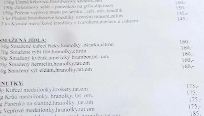 Hostinec U Antosu Menu - Brandýská 98