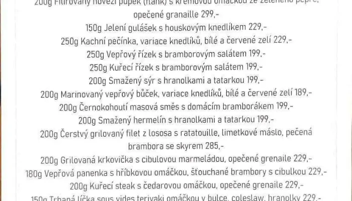 Hostinec U Cerneho Kohouta Menu - Vnitřní Město