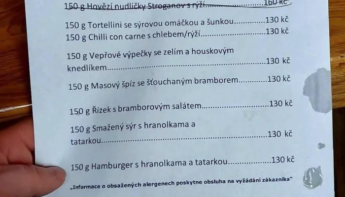 Hostinec U Pasi Menu - Oráčov