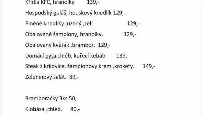 Hostinec U Sebku Menu - Zbečno
