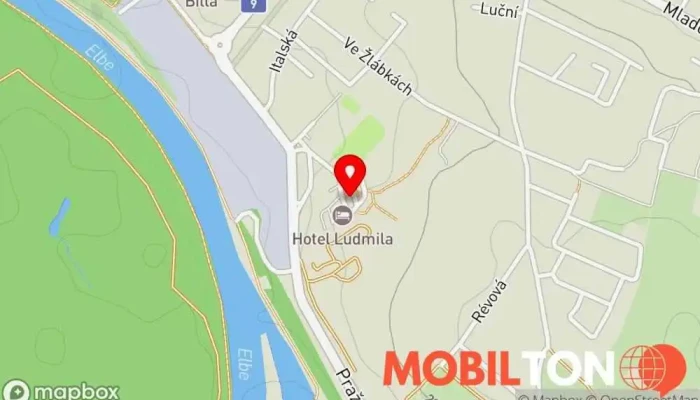mapa Hotel Ludmila Hotel v Pražská 2639