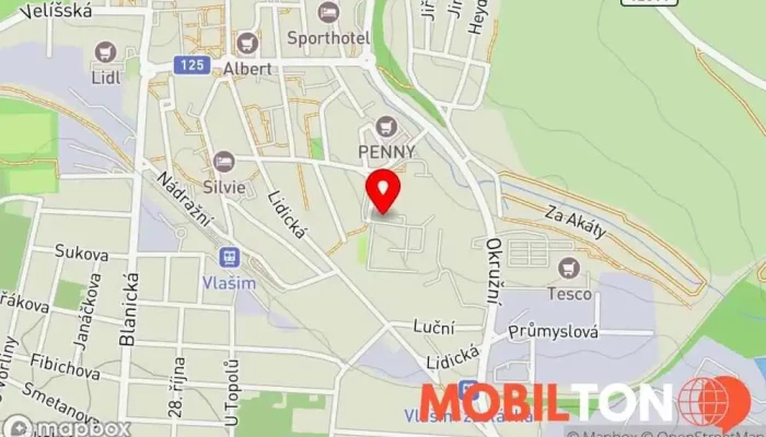 mapa Hotel Na Vývoji Vlašim Hotel, Bowling / Kuželky, Pivovarská restaurace, Konferenční a kongresové centrum, Squashový kurt v Havlíčkova 1135