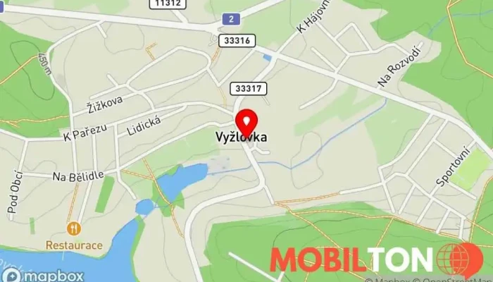 mapa Hotel Restaurace Praha Restaurace, Hotel v Vyžlovka-Kostelec nad Černými lesy
