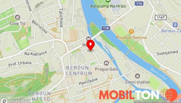 mapa Hotel U koně<b>* Ubytování s pokojovou službou v Česká 176/11