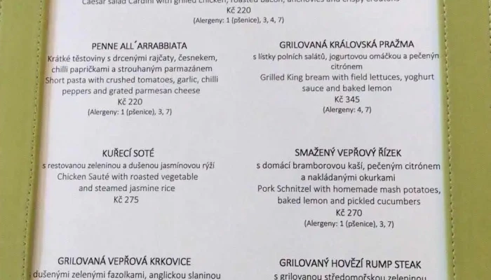 Hotelova Restaurace Maxmilian Menu - Loučeň