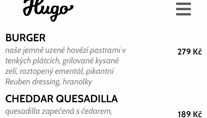 Hugo Restaurant Cafe Slany Webova Stranka - Wilsonova 585