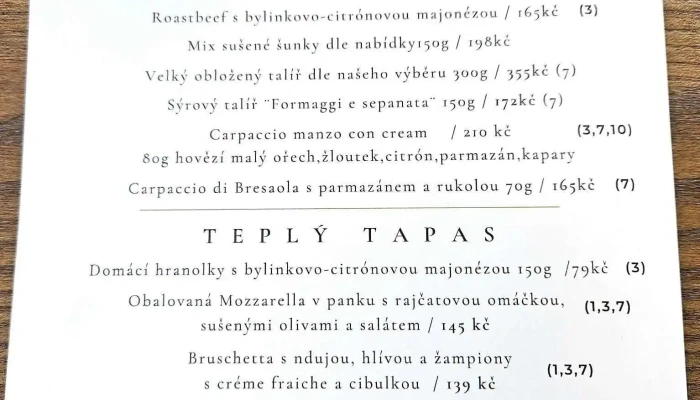 I Siciliani -  Menu - Černokostelecká 1738