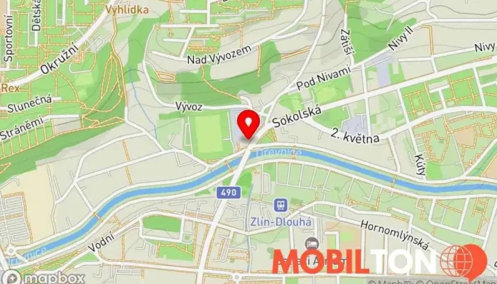 mapa Italská restaurace Zlín Restaurace v Tyršovo nábř. 487