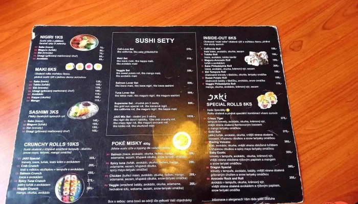 Jaki Sushi Pribram Menu - Špitálská 14 261 01