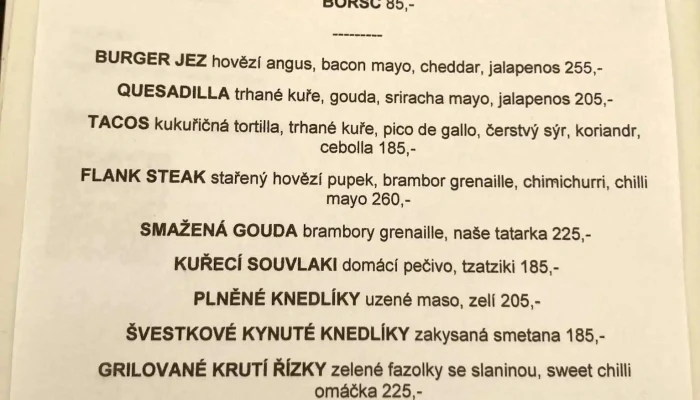 Jezdobrichovice Menu - Tyršova 1154