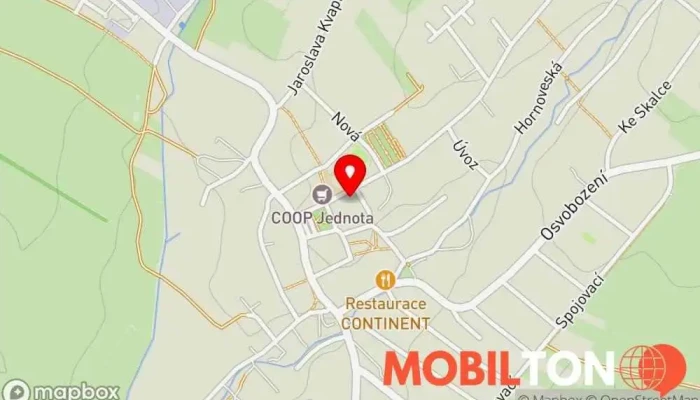 mapa Jídelna penzion Fryšták Zlín Restaurace v Komenského 381