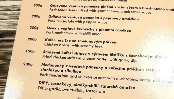 Jihoceska Hostenice Menu - Staroměstské Nám. 108
