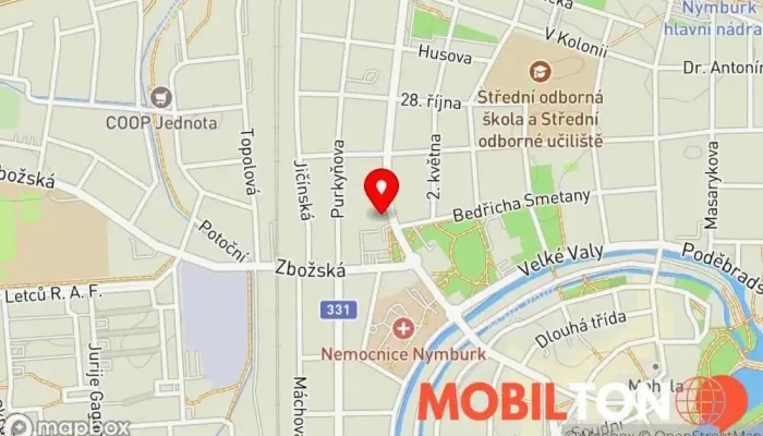 mapa Jtx Písek Restaurace v Boleslavská tř.