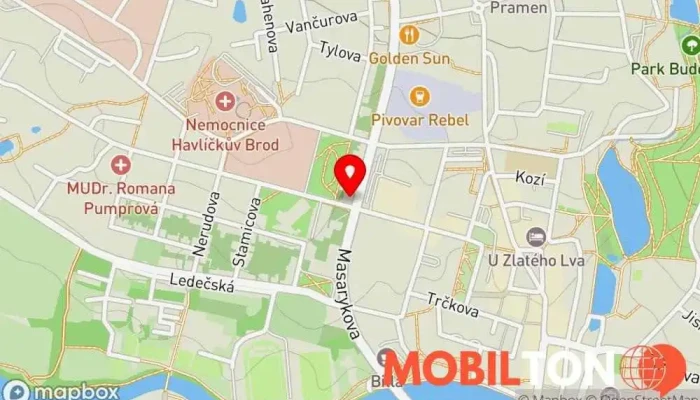 mapa Kachin WP Thajská restaurace, Barmská restaurace v Havlíčkova 2198