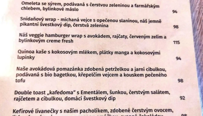 Kafe Doma -  Menu - Město