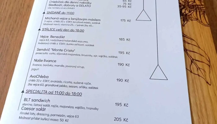 Kafe Melnik Bistro Menu - Bezručova 614/31