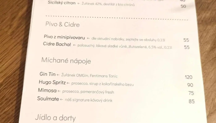 Kafe Melnik Menu - Krombholcova 3474