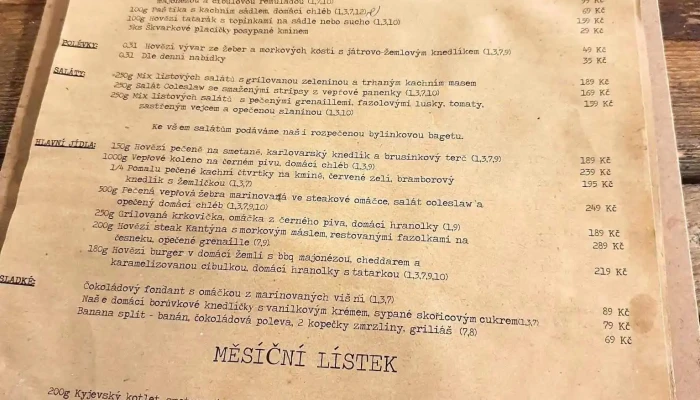 Kantyna Poldi Menu - P. Bezruče 3388