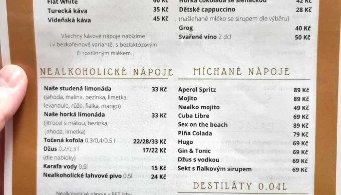 Kavarna Na Ceste Menu - Žižkovo Nám. 428