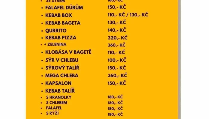 Kebab Grill Hrob -  Menu - Duchcovská 195