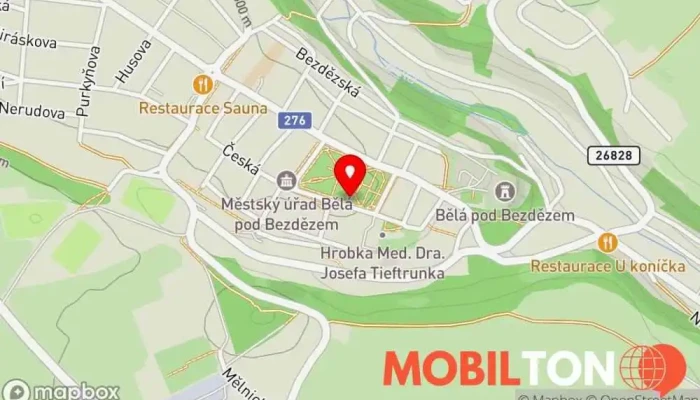 mapa Kebab House Bone´ma Bělá pod Bezdězem Turecká restaurace v Masarykovo nám. 1413